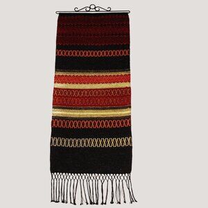 Swedish Hand-Loomed Gubba Weven Bound Weave Wall Hanging Textile Art Fringe